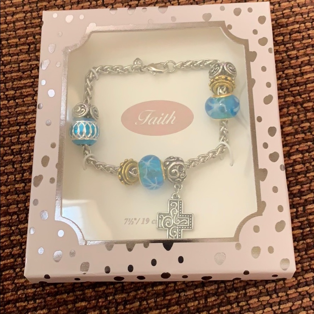 Silver tone charm bracelet